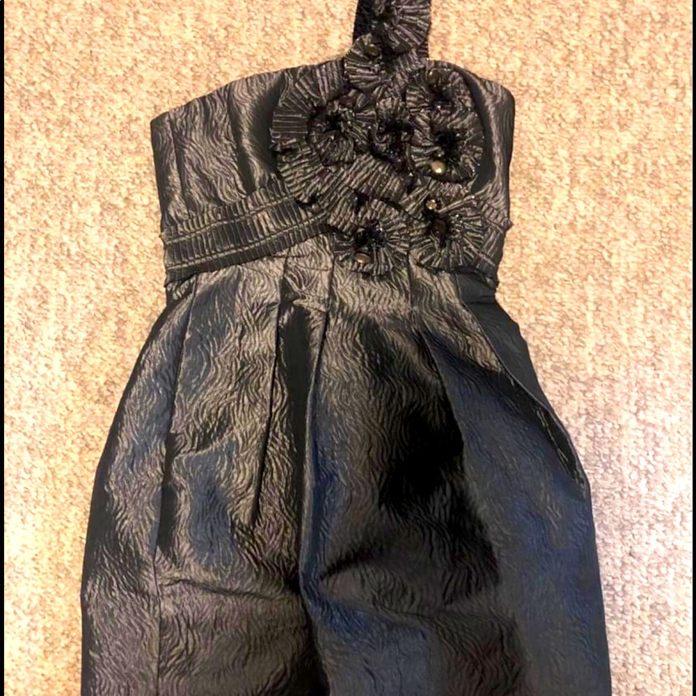 Brand new BCBG formal gunmetal dress , BEAUTIFUL and very well made.